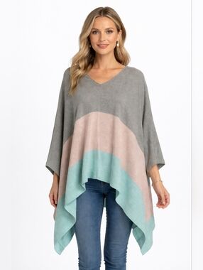 Barefoot Dreams Cozy Chic Ultra Lite Sunset Poncho Seagreen Size OSPL